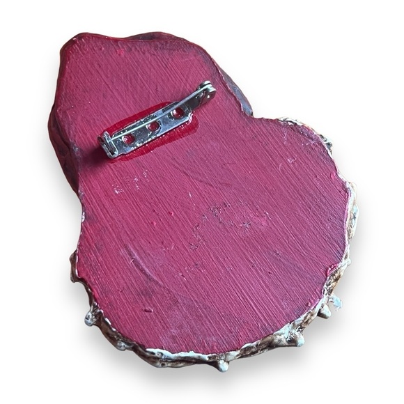 Vintage Large Resin Santa aPin Brooch Convertible to a Pendant 80s 90s - Picture 5 of 6